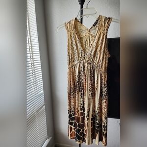 Apt. 9 Brown and Tan Animal Print Midi Dress